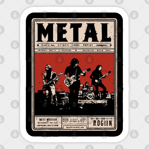 Heavy Metal Band Poster - Tech Noir Music Propaganda Sticker by TuncGK